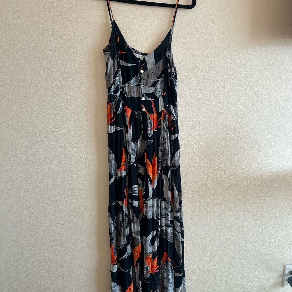Flowy Black and Orange Maxi Dress